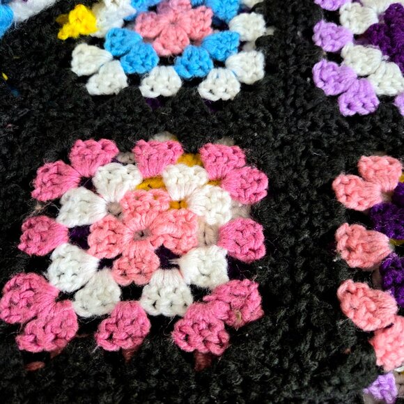 Handmade Crochet Granny Square Throw Blanket Afghan Boho Bohemian Cozy Bedroom - Picture 3 of 7